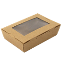 Papírový box EKO na jídlo 218/195 x 163/140 x 65 mm kraft s okénkem 2050 ml
