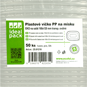 Plastové víčko PP na misku EKO na salát 168x120 mm transparentní oválné ideal pack®