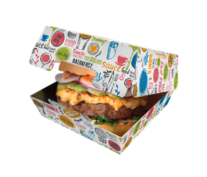 Hamburger box / krabička EKO na hamburger 140x140x70 mm s potiskem