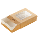 Papírový box / krabička EKO na jídlo 100x80x30 mm hnědý s okénkem ideal pack®