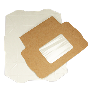 Papírový box / krabička EKO na jídlo 100x80x30 mm hnědý s okénkem ideal pack®
