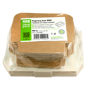 Papírový box / krabička EKO na jídlo 100x80x30 mm hnědý s okénkem ideal pack®