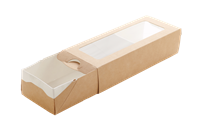 Papírový box / krabička EKO na jídlo 170x70x40 mm hnědý s okénkem ideal pack®