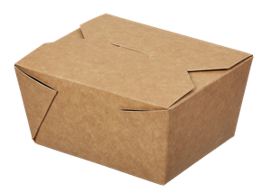 Papírový box EKO na jídlo 130x110x65 mm černo-hnědý s chlopněmi 600 ml