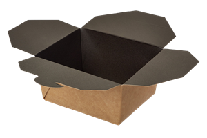 Papírový box EKO na jídlo 130x110x65 mm černo-hnědý s chlopněmi 600 ml