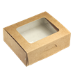 Papírový box EKO na jídlo 100x80x35 mm hnědý s okénkem 300 ml ideal pack®