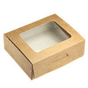Papírový box EKO na jídlo 100x80x35 mm hnědý s okénkem 300 ml ideal pack®