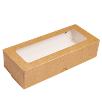 Papírový box EKO na jídlo 170x70x40 mm hnědý s okénkem 500 ml ideal pack®