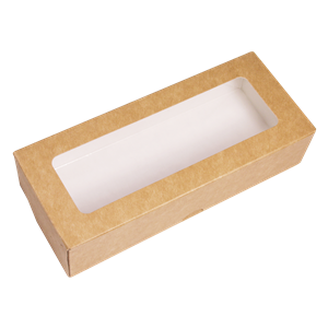 Papírový box EKO na jídlo 170x70x40 mm hnědý s okénkem 500 ml ideal pack®