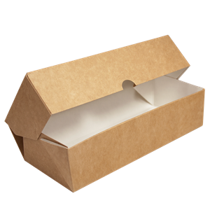 Papírový box EKO na jídlo 170x70x40 mm hnědý s okénkem 500 ml ideal pack®