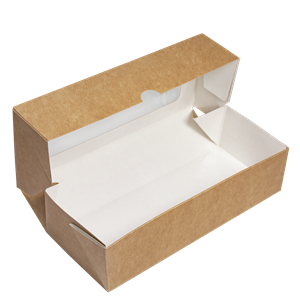 Papírový box EKO na jídlo 170x70x40 mm hnědý s okénkem 500 ml ideal pack®