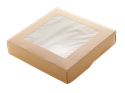 Papírový box EKO na jídlo 200x200x40 mm hnědý s okénkem 1500 ml