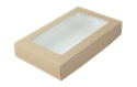 Papírový box EKO na jídlo 250x150x40 mm hnědý s okénkem 1400 ml