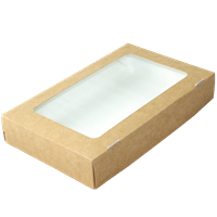 Papírový box EKO na jídlo 260x150x40 mm hnědý s okénkem 1450 ml ideal pack®