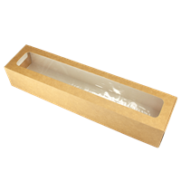 Papírový box EKO na jídlo 350x80x60 mm hnědý s okénkem ideal pack®