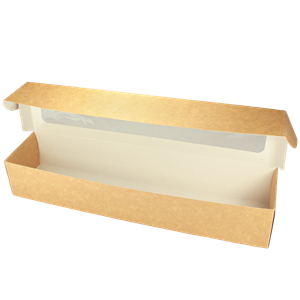 Papírový box EKO na jídlo 350x80x60 mm hnědý s okénkem ideal pack®