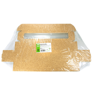 Papírový box EKO na jídlo 350x80x60 mm hnědý s okénkem ideal pack®