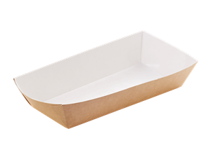 Papírová miska EKO na párek v rohlíku / fast food 165x70x40 mm hnědá 100% rozložitelná