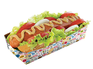 Papírová miska EKO na párek v rohlíku / fast food 165x70x40 mm s potiskem