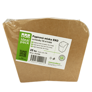 Papírová miska EKO na hranolky / fast food 720 ml hnědá ideal pack®