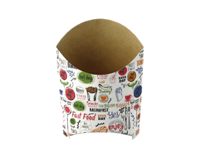 Papírová kapsa EKO na hranolky 126x50x135 mm s potiskem