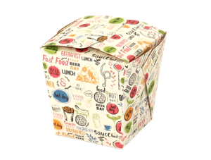 Papírový box EKO na nudle 560 ml hranaté dno s potiskem