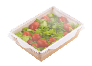 Papírový box / miska EKO na salát 121x106x55 mm hnědý s transp. víčkem