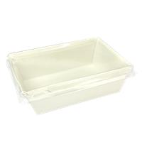 Papírový box / miska EKO na salát 145x95x45 mm bílý s transp. víčkem