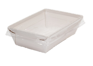 Papírový box / miska EKO na salát 145x95x45 mm bílý s transp. víčkem