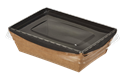Papírový box / miska EKO na salát 100x140x45 mm hnědo-černý s transp. víčkem