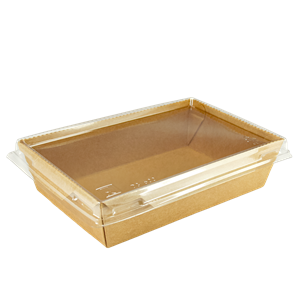 Papírový box / miska EKO na salát 150x100x39 mm hnědý s transp. víčkem ideal pack®