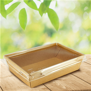 Papírový box / miska EKO na salát 150x100x39 mm hnědý s transp. víčkem ideal pack®