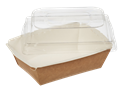 Papírový box / miska EKO na salát 120x160x70 mm hnědý s vysokým transp. víčkem