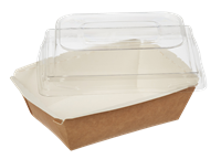Papírový box / miska EKO na salát 120x160x70 mm hnědý s vysokým transp. víčkem