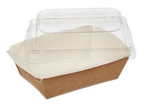 Papírový box / miska EKO na salát 120x160x70 mm hnědý s vysokým transp. víčkem