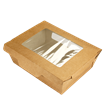 Papírový box / miska EKO na salát 150x115x50 mm hnědý s okénkem ideal pack®