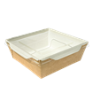 Papírový box / miska EKO na salát 150x150x50 mm hnědý s transp. víčkem