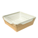 Papírový box / miska EKO na salát 150x150x50 mm hnědý s transp. víčkem