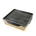 Papírový box / miska EKO na salát 150x150x50 mm hnědo-černý s transp. víčkem