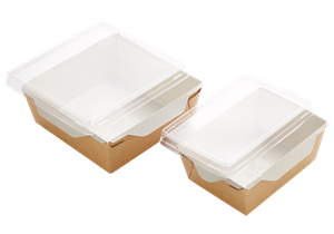 Papírový box / miska EKO na salát 165x120x45 mm hnědý s transp. víčkem