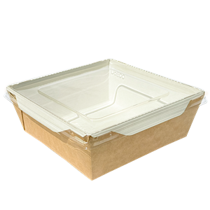 Papírový box / miska EKO na salát 165x165x65 mm hnědý s transp. víčkem ideal pack®