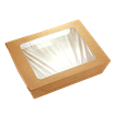 Papírový box / miska EKO na salát 190x150x50 mm hnědý s okénkem ideal pack®