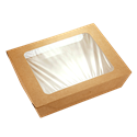 Papírový box / miska EKO na salát 190x150x50 mm hnědý s okénkem ideal pack®