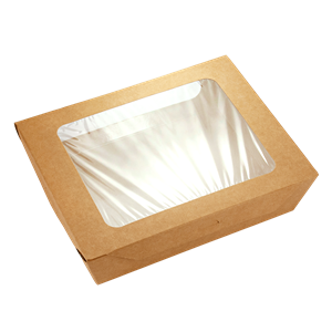 Papírový box / miska EKO na salát 190x150x50 mm hnědý s okénkem ideal pack®