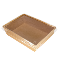 Papírový box / miska EKO na salát 170x135x48 mm hnědý s transp. víčkem ideal pack®