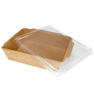 Papírový box / miska EKO na salát 170x135x48 mm hnědý s transp. víčkem ideal pack®
