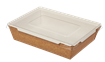 Papírový box / miska EKO na salát 207x127x55 mm hnědý s transp. víčkem