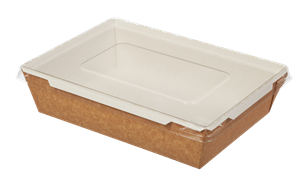 Papírový box / miska EKO na salát 207x127x55 mm hnědý s transp. víčkem