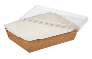 Papírový box / miska EKO na salát 207x127x55 mm hnědý s transp. víčkem