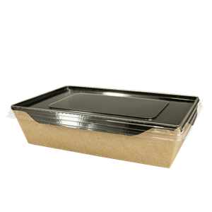 Papírový box / miska EKO na salát 207x127x55 mm hnědo-černý